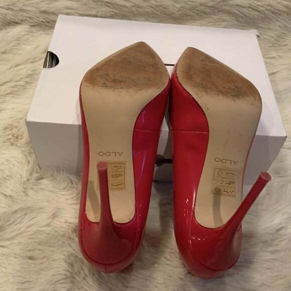 Aldo Pumps Heels Red Patient Leather - Picture 12 of 14